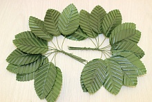 Листья березы на проволоке Зеленые 4,5 х 3,5 см