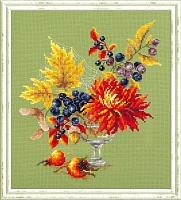 Набор для вышивания крестиком Осенний букетик 20 х 23 см 32 цвета