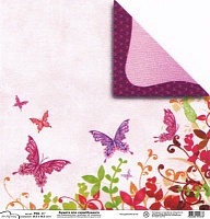 Бабочки, бумага для скрапбукинга 30.5x30.5 см 180 г/м2 двусторонняя. Mr. Painter