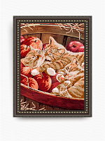 Ткань с рисунком для вышивания бисером Котята в корзине 
