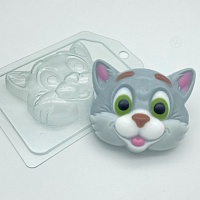 Пластиковая форма для мыла Кот мультяшная морда