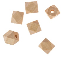 Бусины деревянные многогранники без покрытия 10 х10 мм 6 шт
