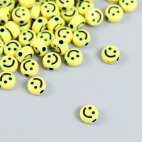 Набор бусин для творчества пластик "Желтые кружочки со смайлами" 15 гр 0,4 х 0,7 х 0,7 см 