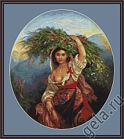 Набор для вышивания Итальянка с цветами канва 37 х 42 см
