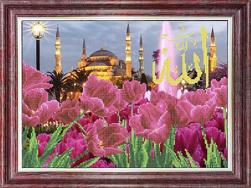 Ткань с рисунком для вышивания бисером Тюльпаны у Голубой мечети 