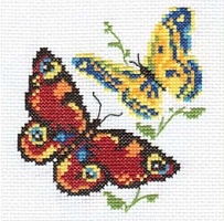 Набор для вышивания крестиком  Бабочки красавицы 10 х 11 см 9 цветов