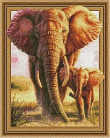 Алмазная мозаика Семья слонов