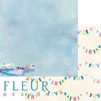 Морской пейзаж, коллекция Морская прогулка, бумага для скрапбукинга 30x30 см. Fleur Design