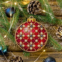 Набор для вышивания бисером по дереву Новогодний шарик