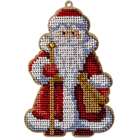 Набор для вышивания бисером по дереву Игрушка Дед Мороз