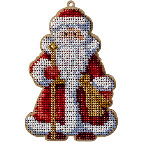 Набор для вышивания бисером по дереву Игрушка Дед Мороз