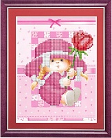 Ткань с рисунком для вышивания бисером Малышка с тюльпаном 