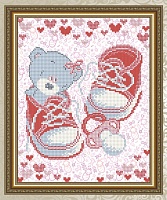 Ткань с рисунком для вышивания бисером С рождением девочки 