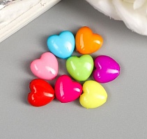 Набор бусин для творчества пластик "Сердечко пузатое" цветные 100 шт  1 х 1,1 см