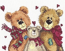 Набор для вышивания крестиком Три медведя 18 х 16 см 20 цветов