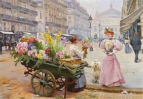 Рисунок для вышивания лентами Покупка цветов 