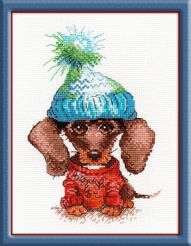 Набор для вышивания крестиком Грустный собак 13 х 19 см 14 цветов