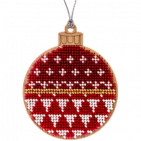 Набор для вышивания бисером по дереву Новогодний шарик с орнаментом