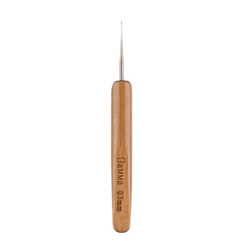 Крючок GAMMA  для вязания с бамбуковой ручкой сталь d 0,5 мм