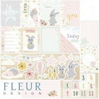 Карточки для девочек, коллекция В облаках, бумага для скрапбукинга 30х30см. Fleur Design