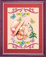Ткань с рисунком для вышивания бисером Малышка в саду 