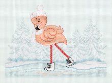 Набор для вышивания крестиком Фламинго на коньках 23 х 17см 10 цветов