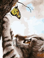 Картина по номерам Котёнок и бабочка