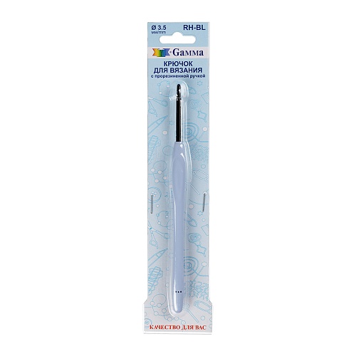 Крючок GAMMA  для вязания с прорезин. ручкой алюминий  d 3,5 мм