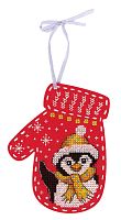 Набор для вышивания Новогодняя варежка из фетра «Пингвинёнок» 10 х 13 см 7 цветов