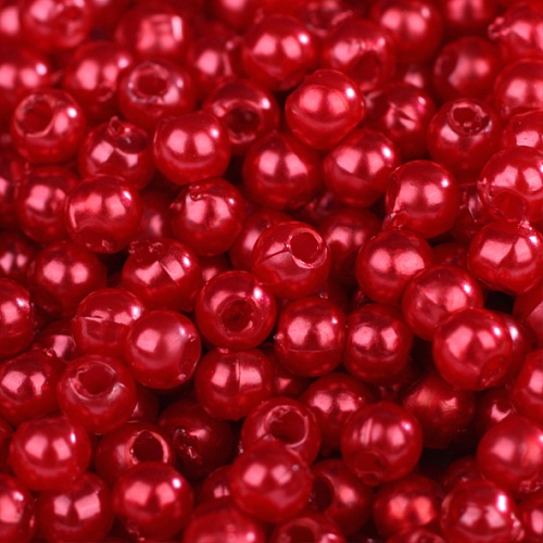 Бусины пластик Красный 3 мм 25 гр Colibry