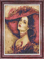 Ткань с рисунком для вышивания бисером Дама в шляпе 
