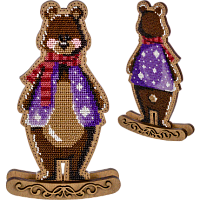 Набор для вышивания бисером по дереву Медведь в шарфе