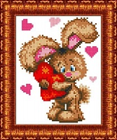 Ткань с рисунком для вышивания бисером Влюбленный зайчонок