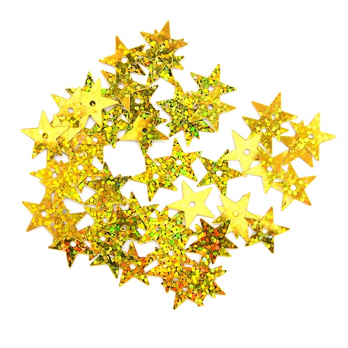 Пайетки Звездочки Золото голограмма 20 мм 10 г
