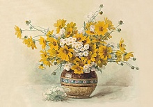 Рисунок для вышивания лентами Цветы в вазе