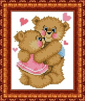 Ткань с рисунком для вышивания бисером Влюбленные медвежата