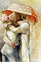 Картина по номерам Поцелуи под зонтом