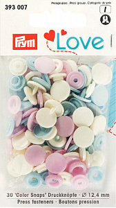 Кнопки пластиковые "Color Snaps" розовые/голубые/перламутровые 12,4 мм 30 шт. PRYM