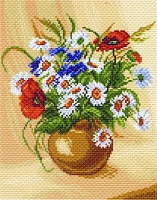 Канва с рисунком для вышивки нитками Букет полевых цветов 