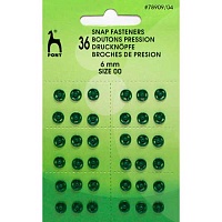 Кнопки одежные латунь Зеленые 6 мм 36 шт PONY
