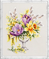 Набор для вышивания крестиком Весенний букетик 20 х 23 см 34 цвета 