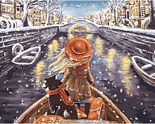 Картина по номерам Зимняя прогулка на лодке