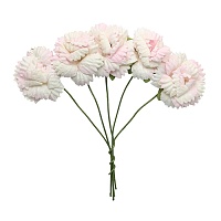 Декоративные элементы Гвоздики Бело-розовые бумажный букет из 5 шт