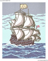 Канва с рисунком для вышивки нитками Парусник в море 