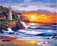 Картина по номерам Золотистый закат у маяка
