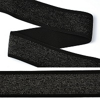 Резинка декоративная Черный металлик плотная 40 мм