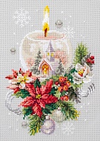 Набор для вышивания крестиком Рождественская свеча 16 х 23 см 25 цветов