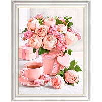 Алмазная мозаика Букет розовое чаепитие