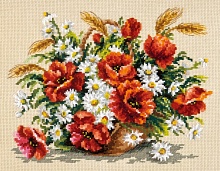 Набор для вышивания крестиком Букет полевых 27 х 21 см 31 цвет