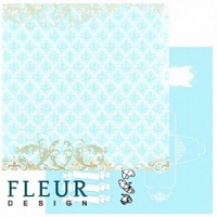 Голубое кружево, коллекция Свадебная, бумага для скрапбукинга 30x30 см. Fleur Design